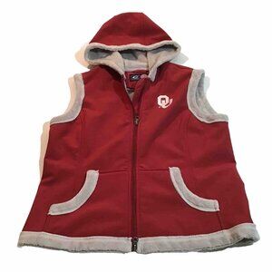 OU Oklahoma Sooners Vest Women's Medium Attached Hood , Fleece Lined Collegiate